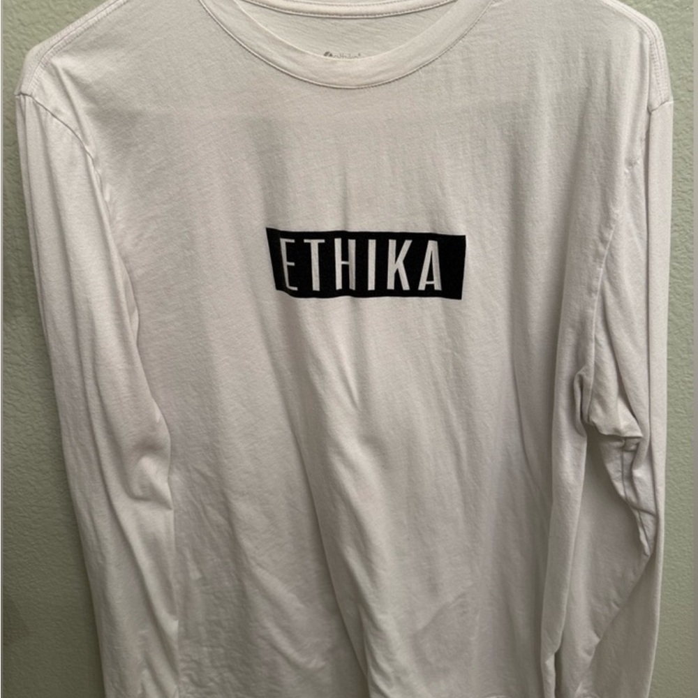 ethika White Long Sleeve Shirt with Black Logo